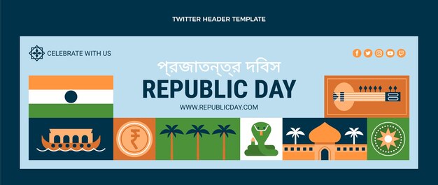 Flat republic day twitter header