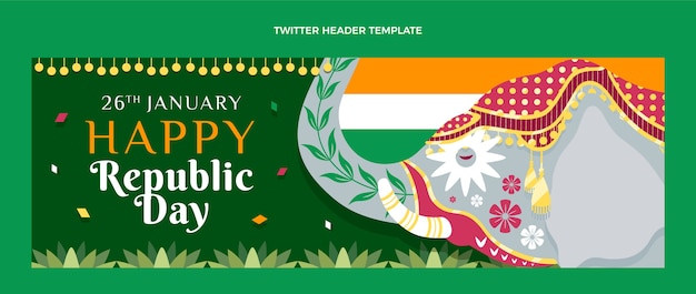 Flat republic day twitter header