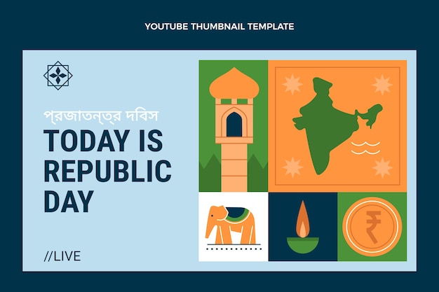 Flat republic day youtube thumbnail