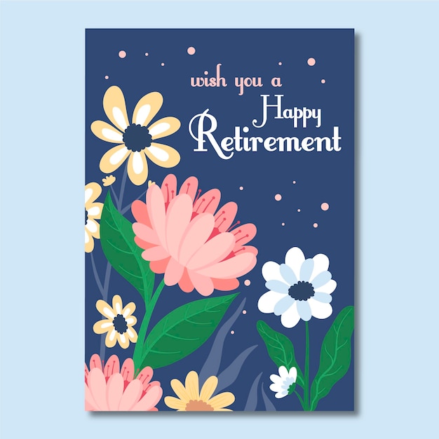 Free vector flat retirement greeting card template illustrated