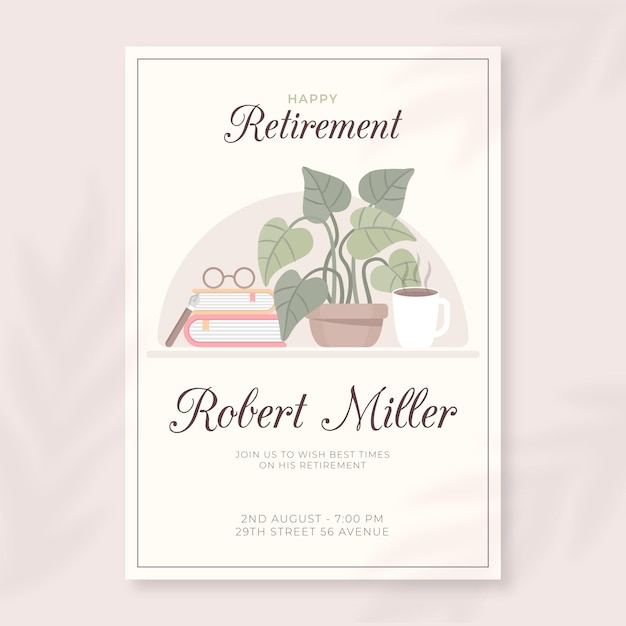 Flat retirement greeting card template