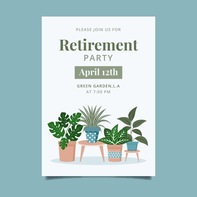 Flat retirement greeting card template