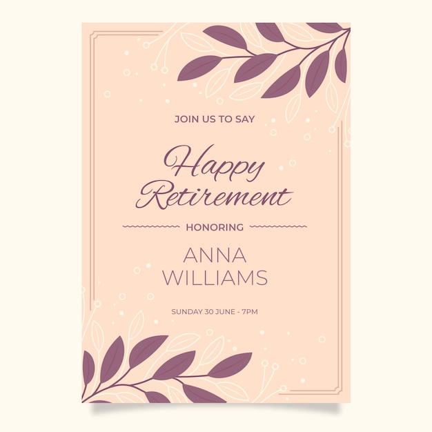 Free vector flat retirement greeting card template