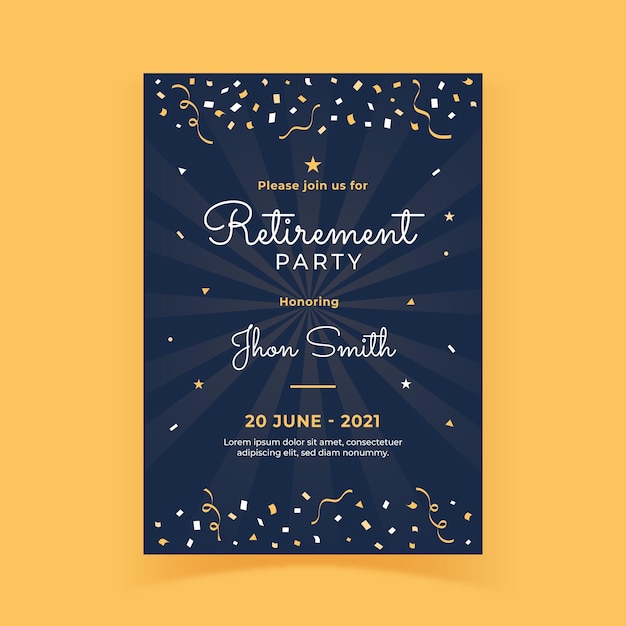 Flat retirement greeting card template