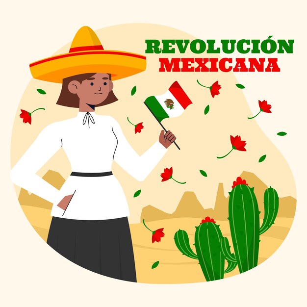 Free Vector flat revolucion mexicana illustration