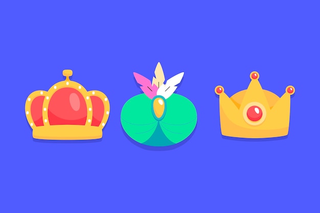 Free Vector flat reyes magos crowns collection