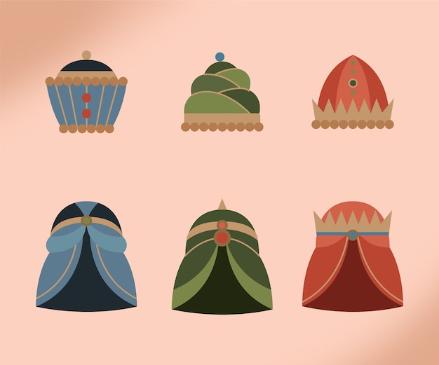 Free Vector flat reyes magos crowns illustration