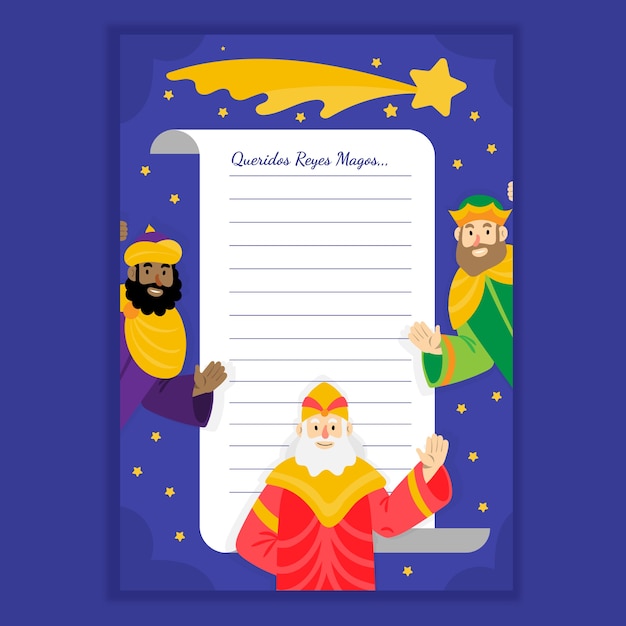 Flat reyes magos wishlist letter template