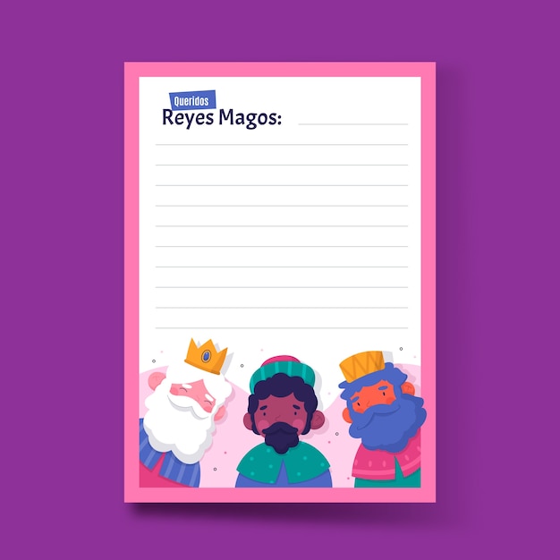 Flat reyes magos wishlist letter template