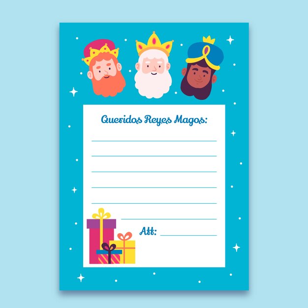 Flat reyes magos wishlist letter template