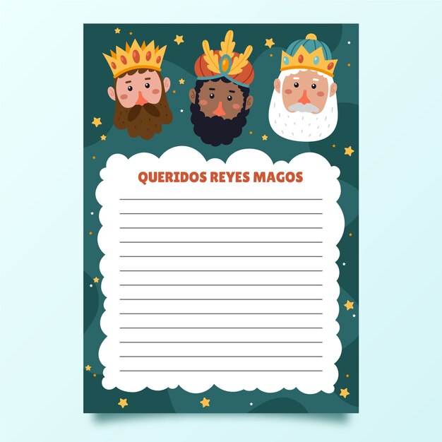 Flat reyes magos wishlist letter template