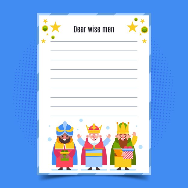 Flat reyes magos wishlist letter template