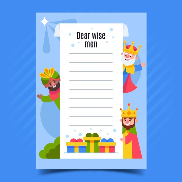 Flat reyes magos wishlist letter template