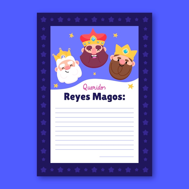 Flat reyes magos wishlist letter template