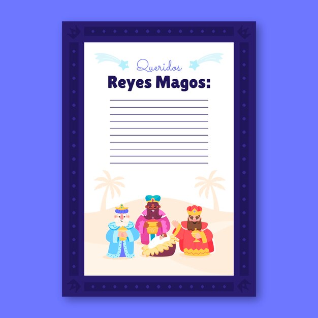 Flat reyes magos wishlist letter template