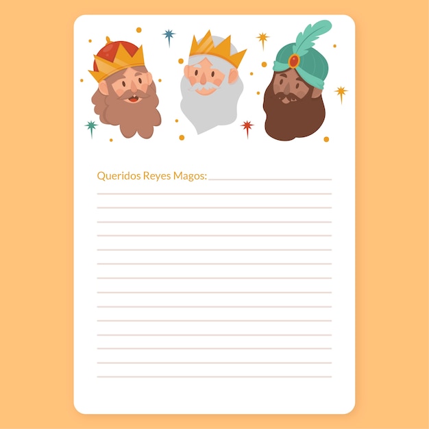 Flat reyes magos wishlist letter template