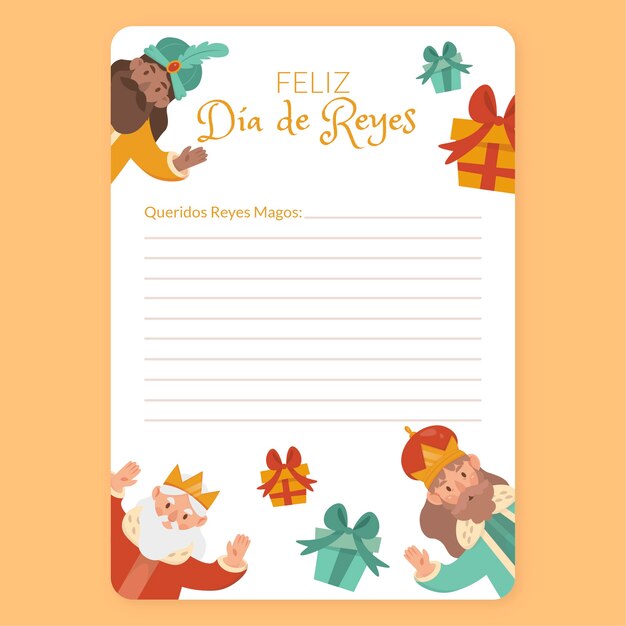 Flat reyes magos wishlist letter template