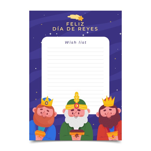 Flat reyes magos wishlist letter template