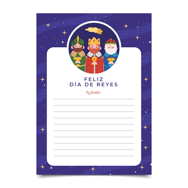 Flat reyes magos wishlist letter template