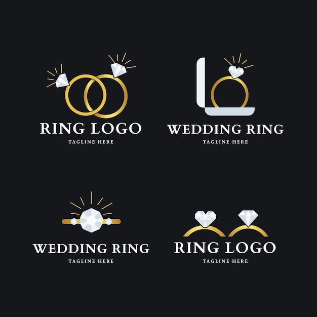 Free Vector flat ring logo collection