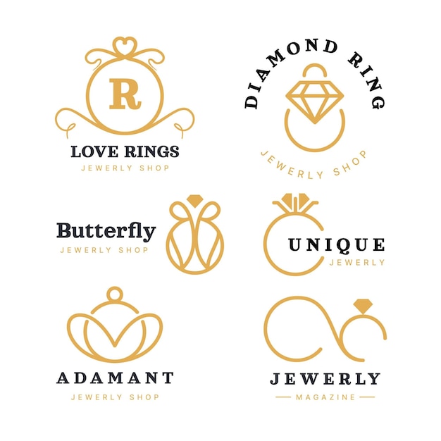 Free Vector flat ring logo collection