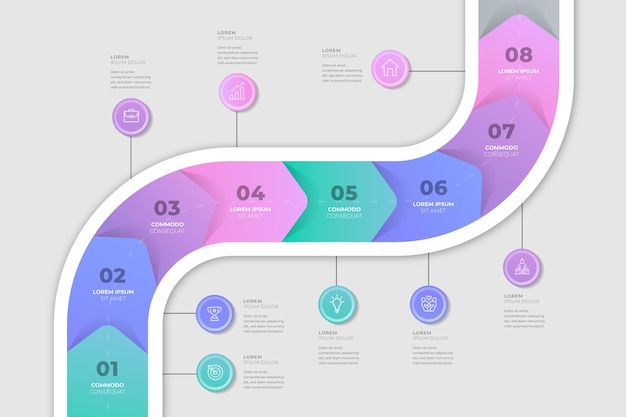 Free Vector flat roadmap colorful infographic