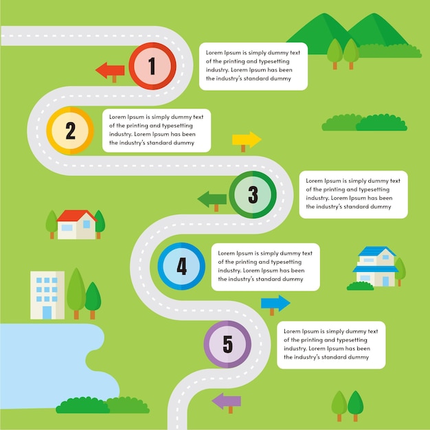 Free Vector flat roadmap infographic template