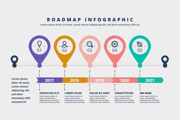 Flat roadmap infographic template