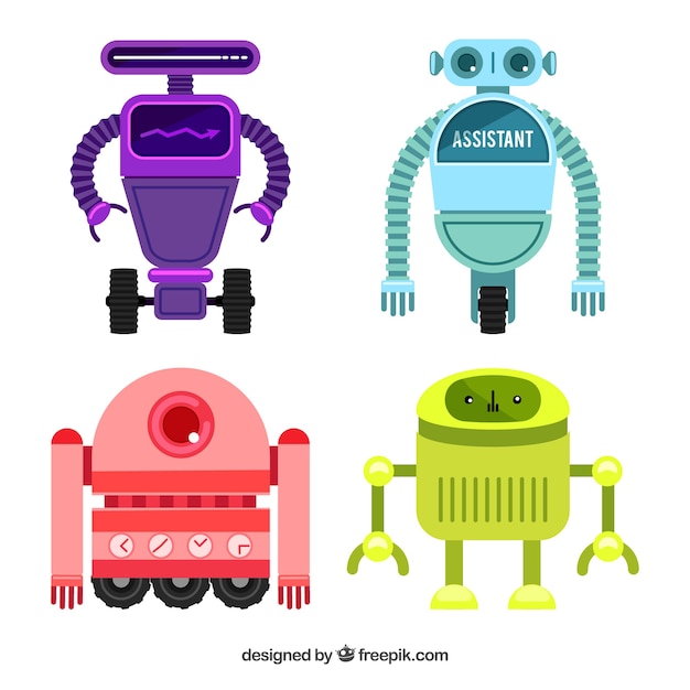 Free Vector flat robot character collection 