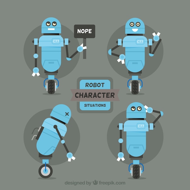 Free vector flat robot collection with different poses