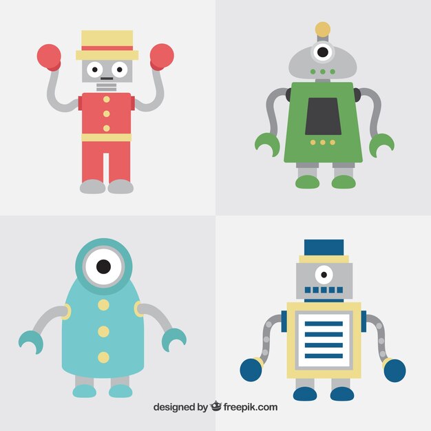 Flat robot collection with different poses