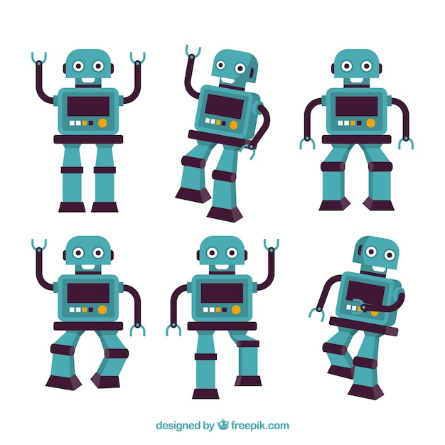 Flat robot collection with different poses