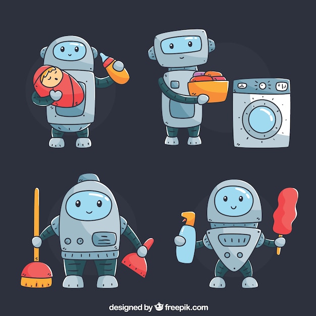 Free Vector flat robots collection