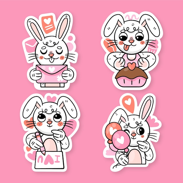 Flat ronnie the bunny love stickers collection