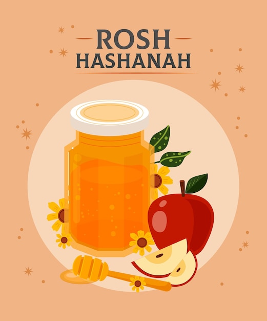 Flat rosh hashanah concept