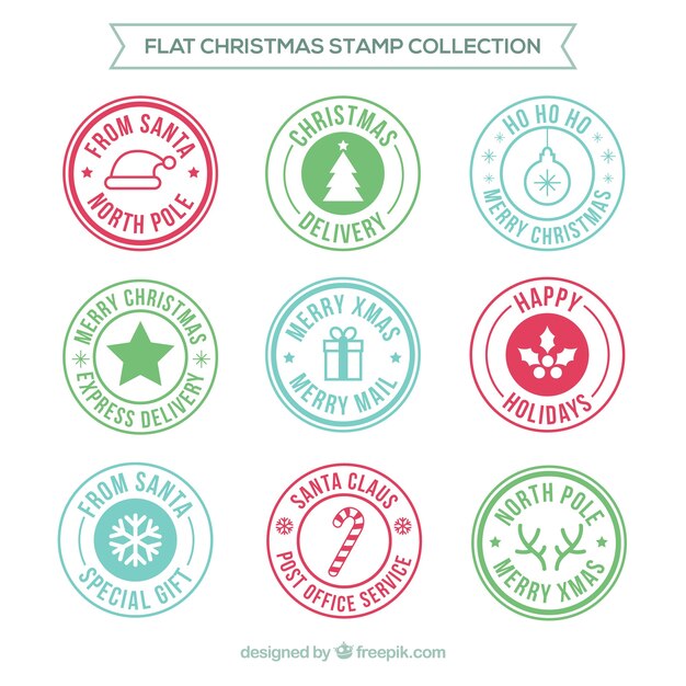 Flat round christmas stamps