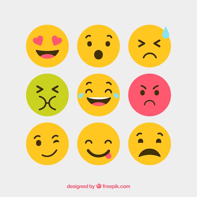 Flat and round vector emotion icons