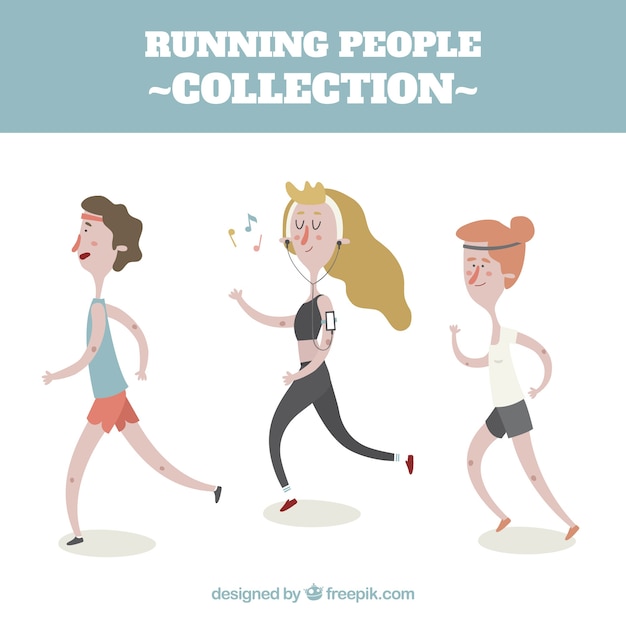 Free Vector flat running people collection