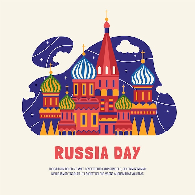 Flat russia day illustration