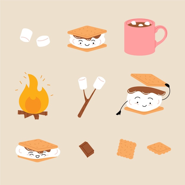 Free vector flat s'mores dessert illustrated