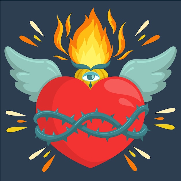 Flat sacred heart design