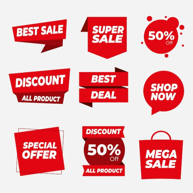 Flat sale badge set