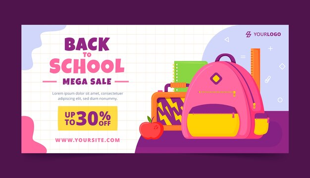 Flat sale banner for back to school event