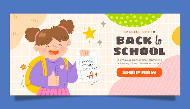 Flat sale banner template for back to school event