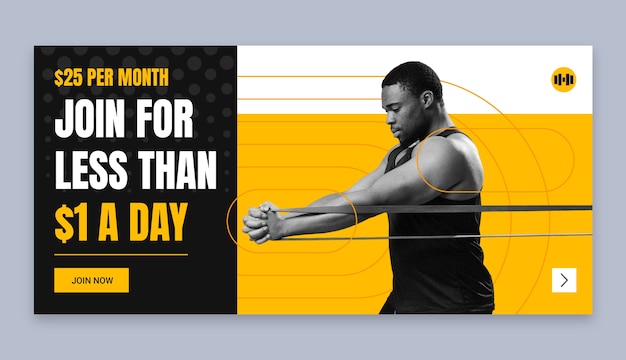 Flat sale banner template for gym and exercise