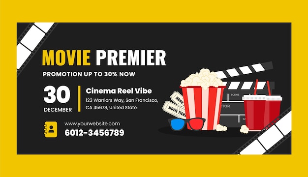 Flat sale banner template for movie premiere event