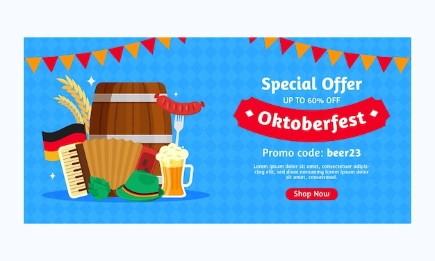 Flat sale banner template for oktoberfest festival