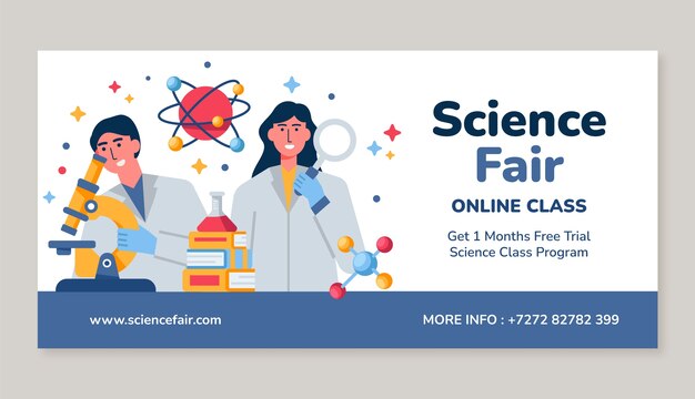 Flat sale banner template for science research