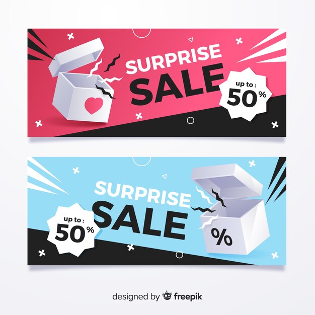 Flat sale banner with realistic objects