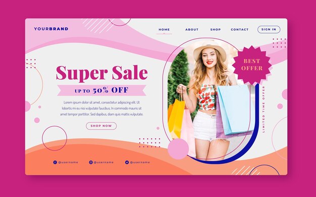 Flat sale landing page template with photo